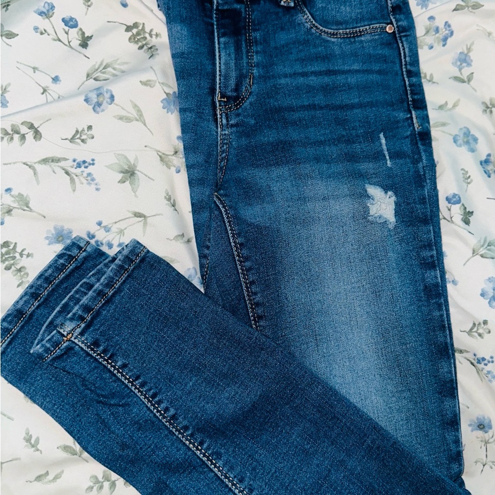 Jordache Blue Skinny Jeans with Distressed Details